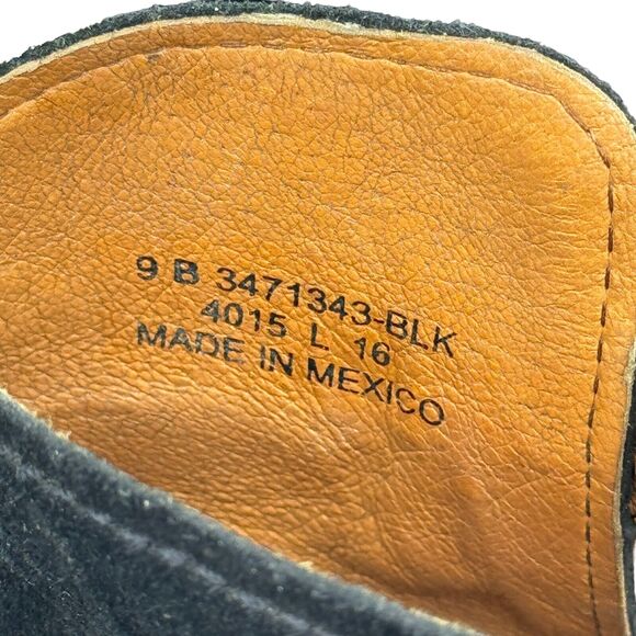 Frye Courtney Suede Leather Slingback Heeled Mule SZ 9 Shootie Black Open Toed - Picture 9 of 10